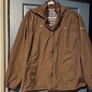 Columbia Women's Brown Windbreaker Jacket 2x Coat Hoodie